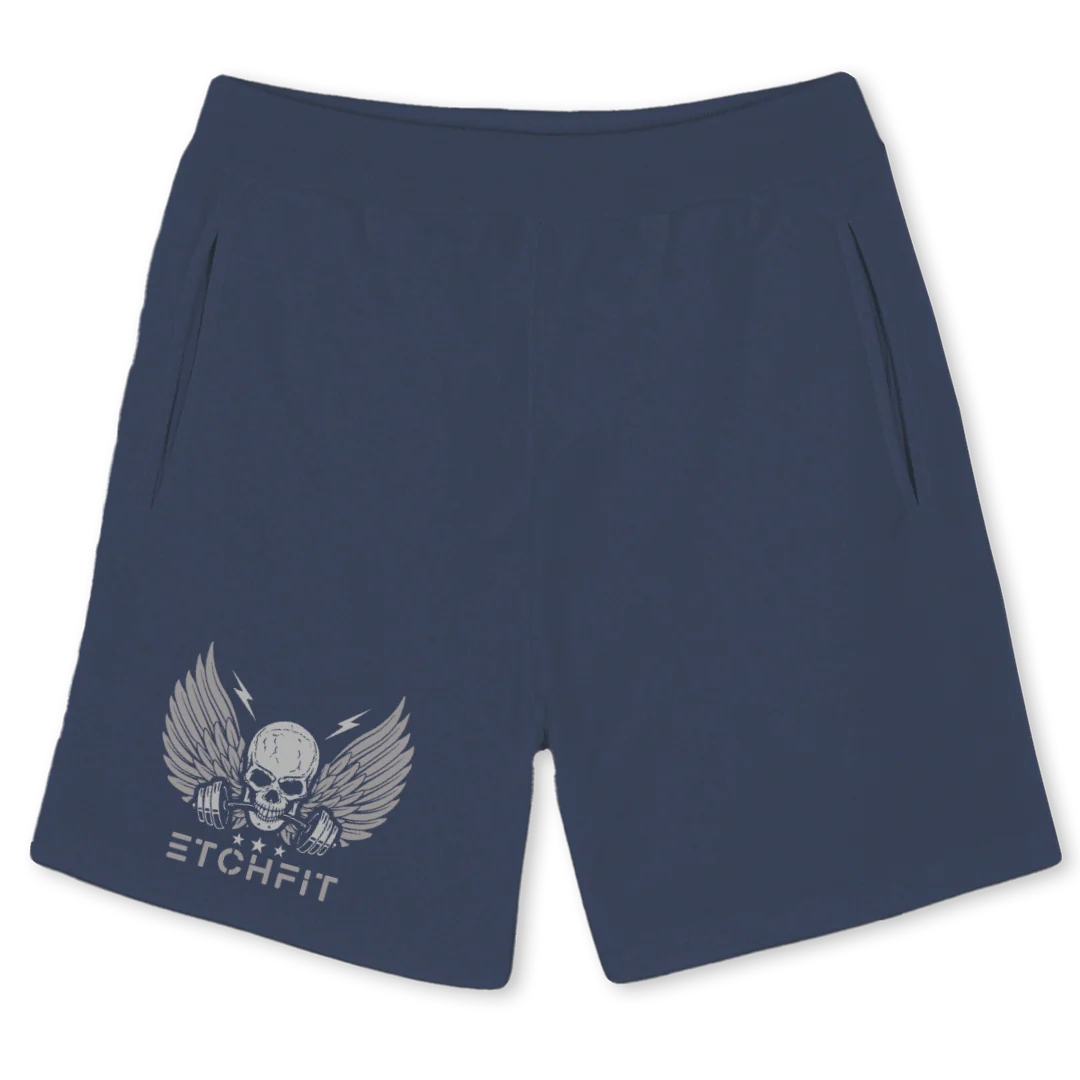 SKULLTESTSHORTSS Navy Blue Sweatshorts.