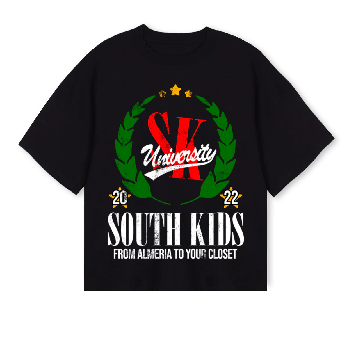 SKUNIVERSITY Black Oversized Boxy Tee.