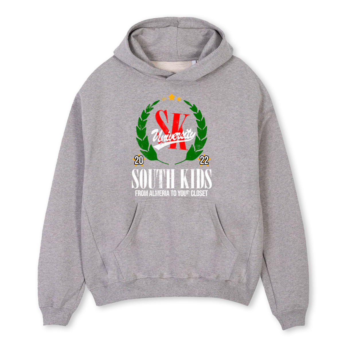 SKUNIVERSITYHOODIEGR Grey Marl Oversized Hoodie.