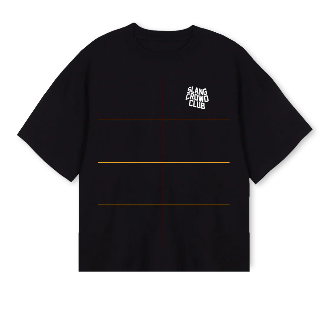 SLANGCROWDBLACK Black Oversized Boxy Tee.