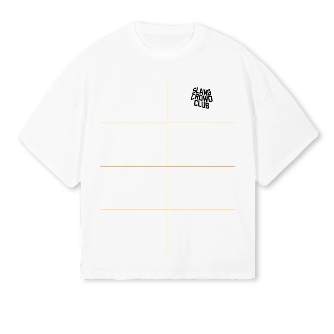 SLANGCROWDWHITE White Oversized Boxy Tee.