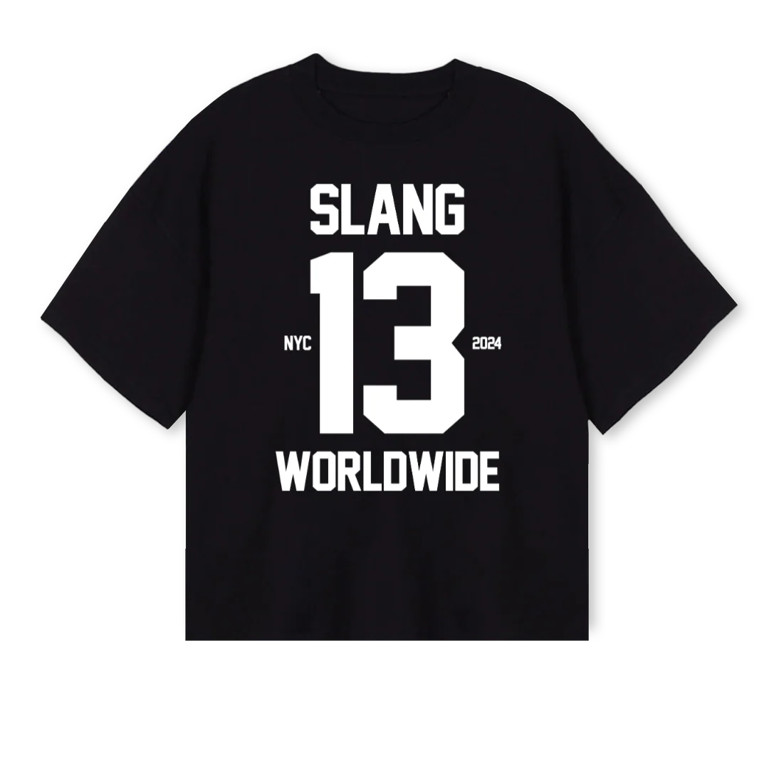 SLANGWORLDWIDEBLACK Black Oversized Boxy Tee.