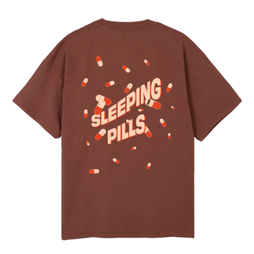 SLEEPING PILLS BROWN Vintage Brown Oversized Tee. - Image 2