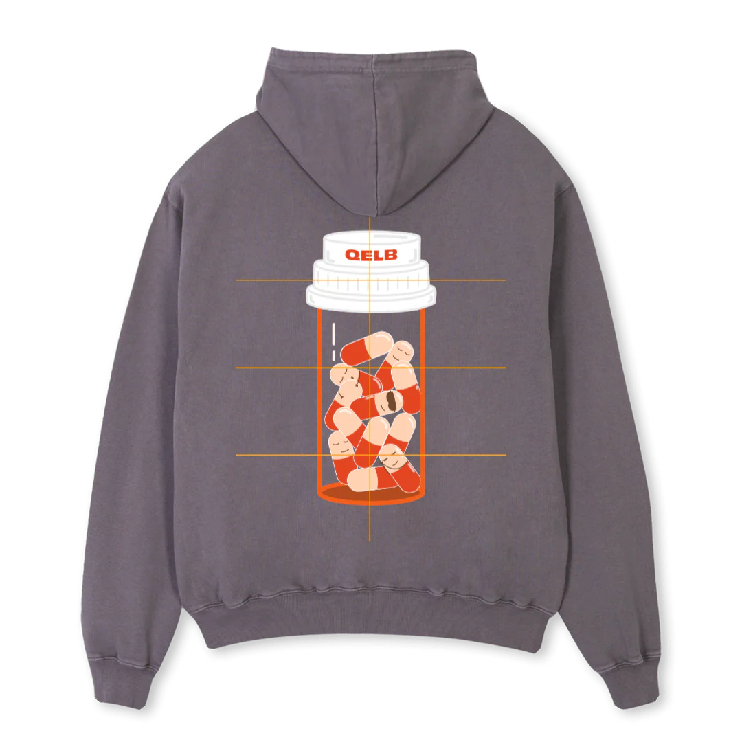 SLEEPING PILLS GREY Pigment Grey Oversized Hoodie. - Image 2