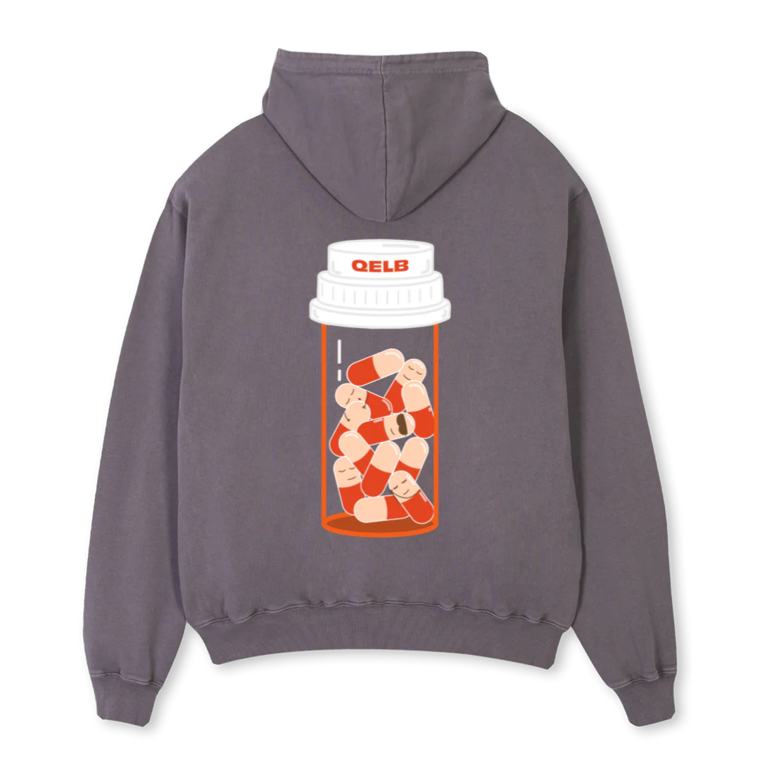 SLEEPING PILLS VTWO Pigment Grey Oversized Hoodie. - Image 2