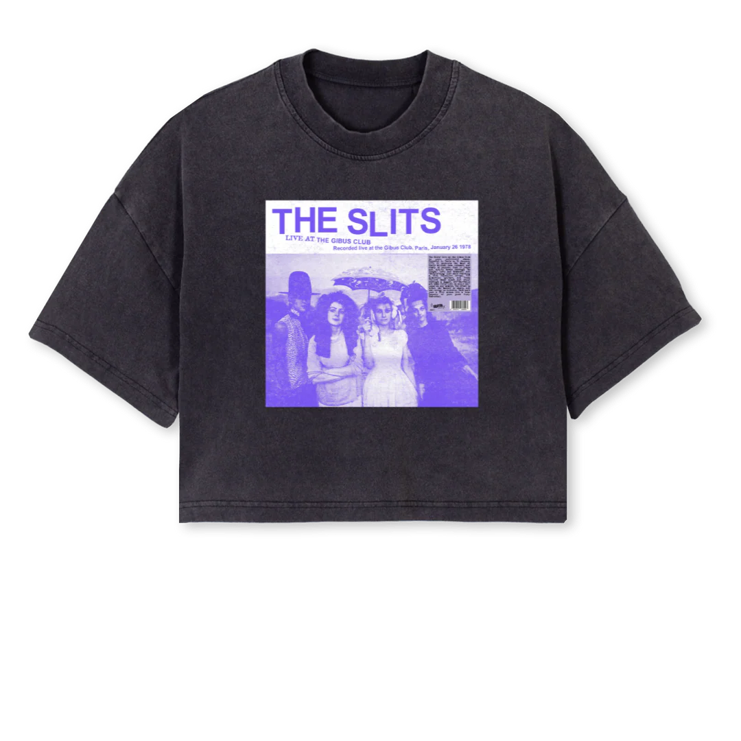 SLITS Vintage Black Cropped Oversized Tee.