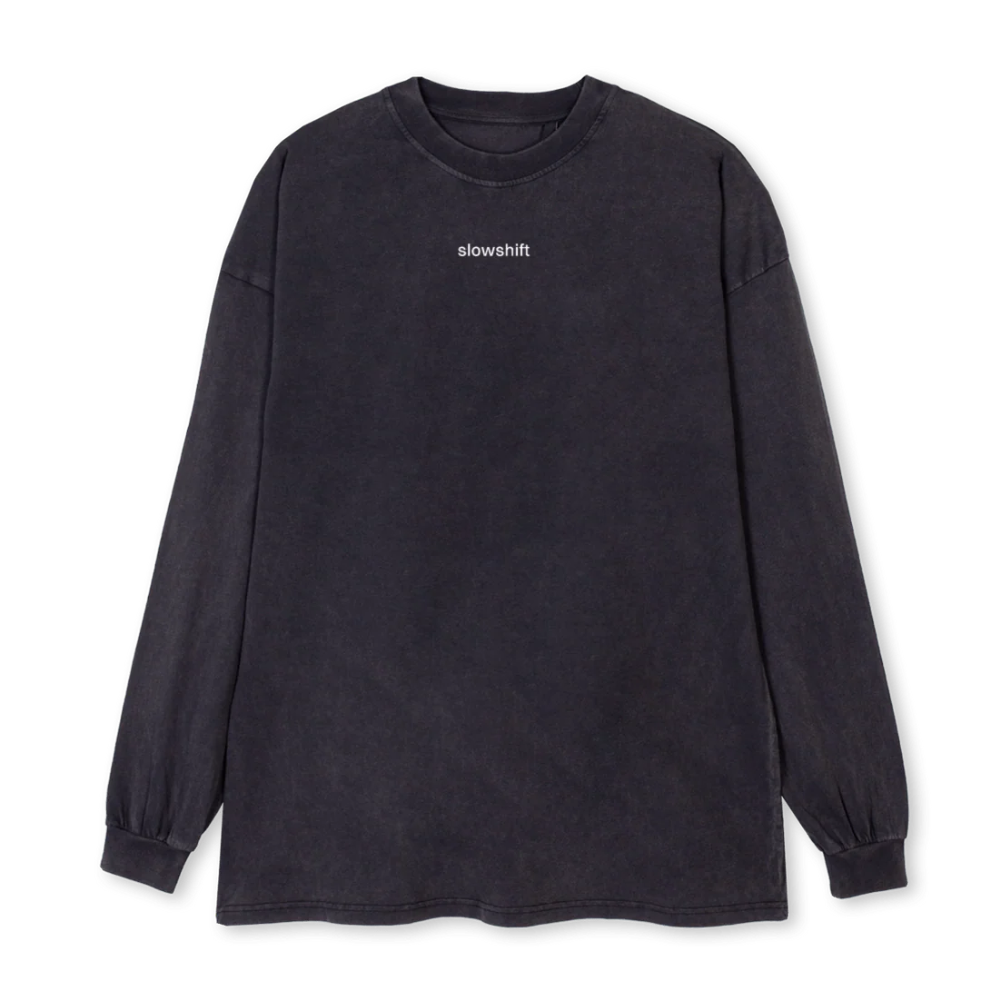 SLOWSHIFTBLACKLONGSL Black Oversized LS Tee.