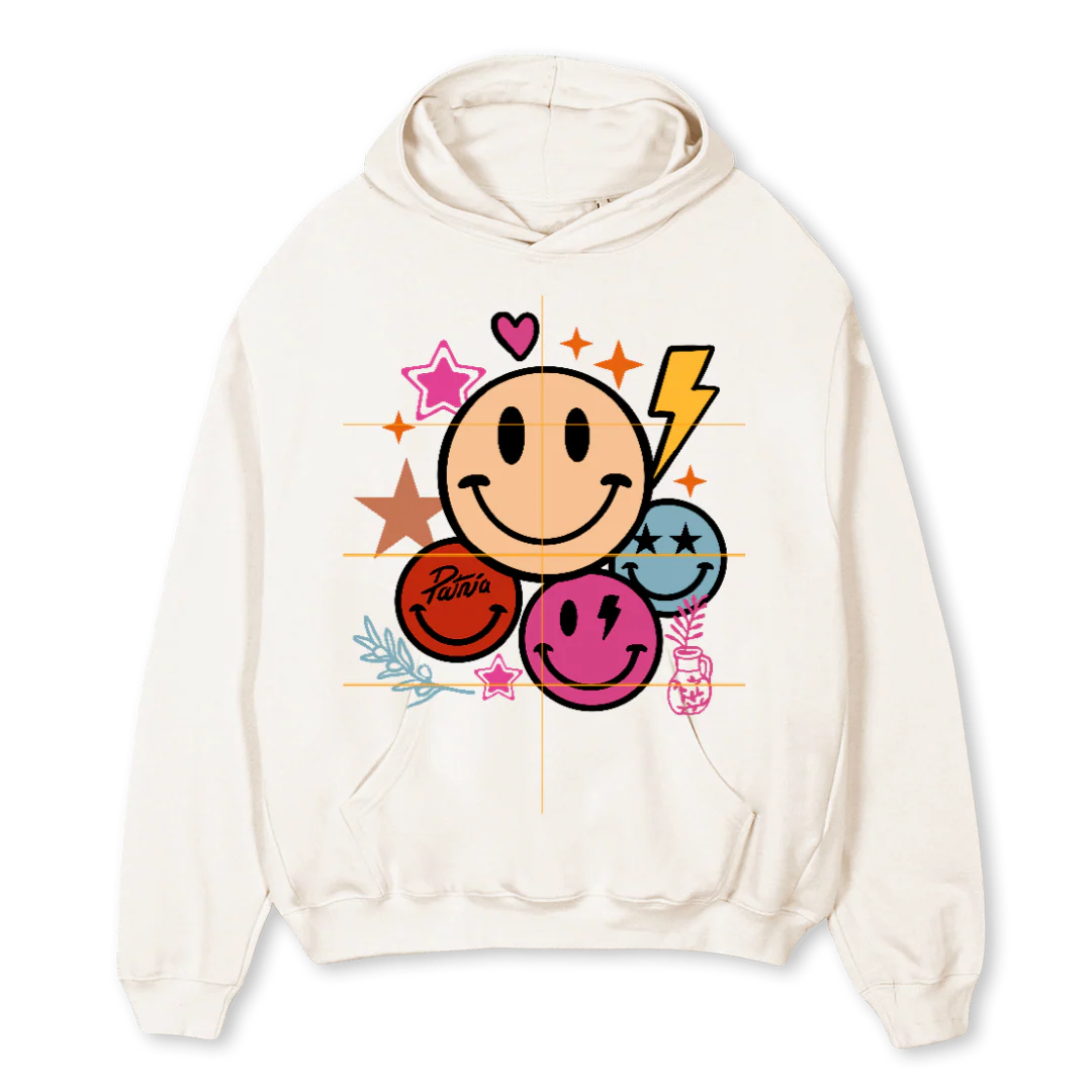 SMILEHOODIE Vintage White Oversized Hoodie.
