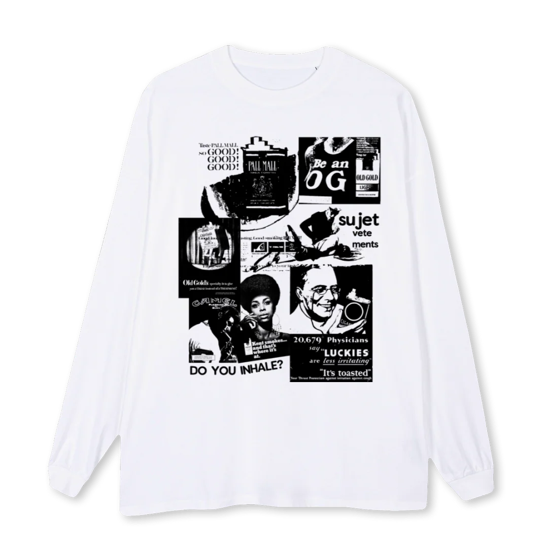 SMOKINGLS White Oversized LS Tee.