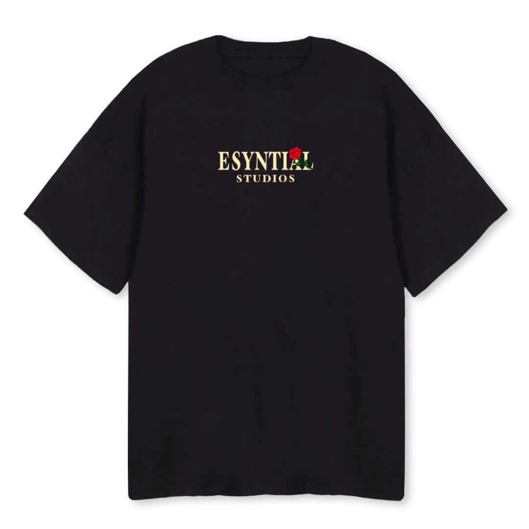 SMPLROSEONE Black Oversized Tee.