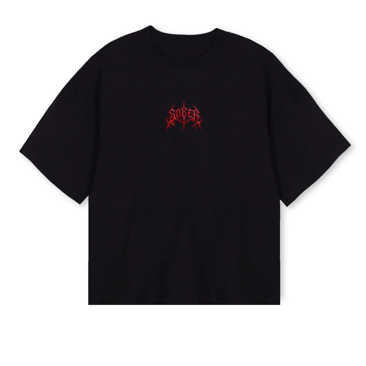 SOBERMERCH Black Oversized Boxy Tee.