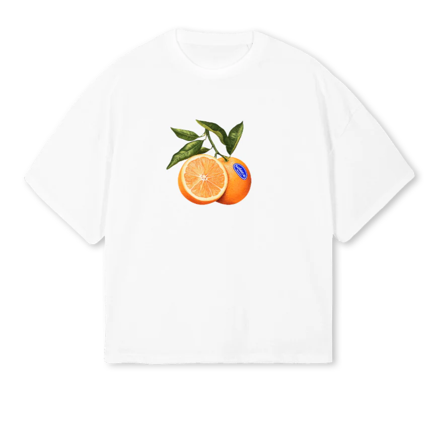 SOLACEORANGE White Oversized Boxy Tee.