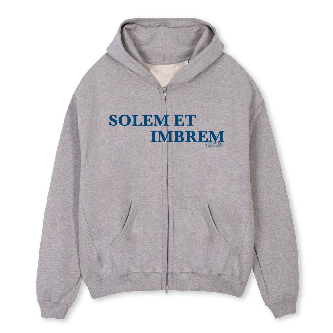 SOLEM ET IMBREM Grey Marl Oversized Zipped Hoodie.