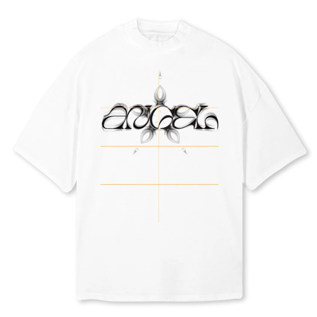 SOLID STUDIOSANGEL White Oversized Mock Neck Tee.