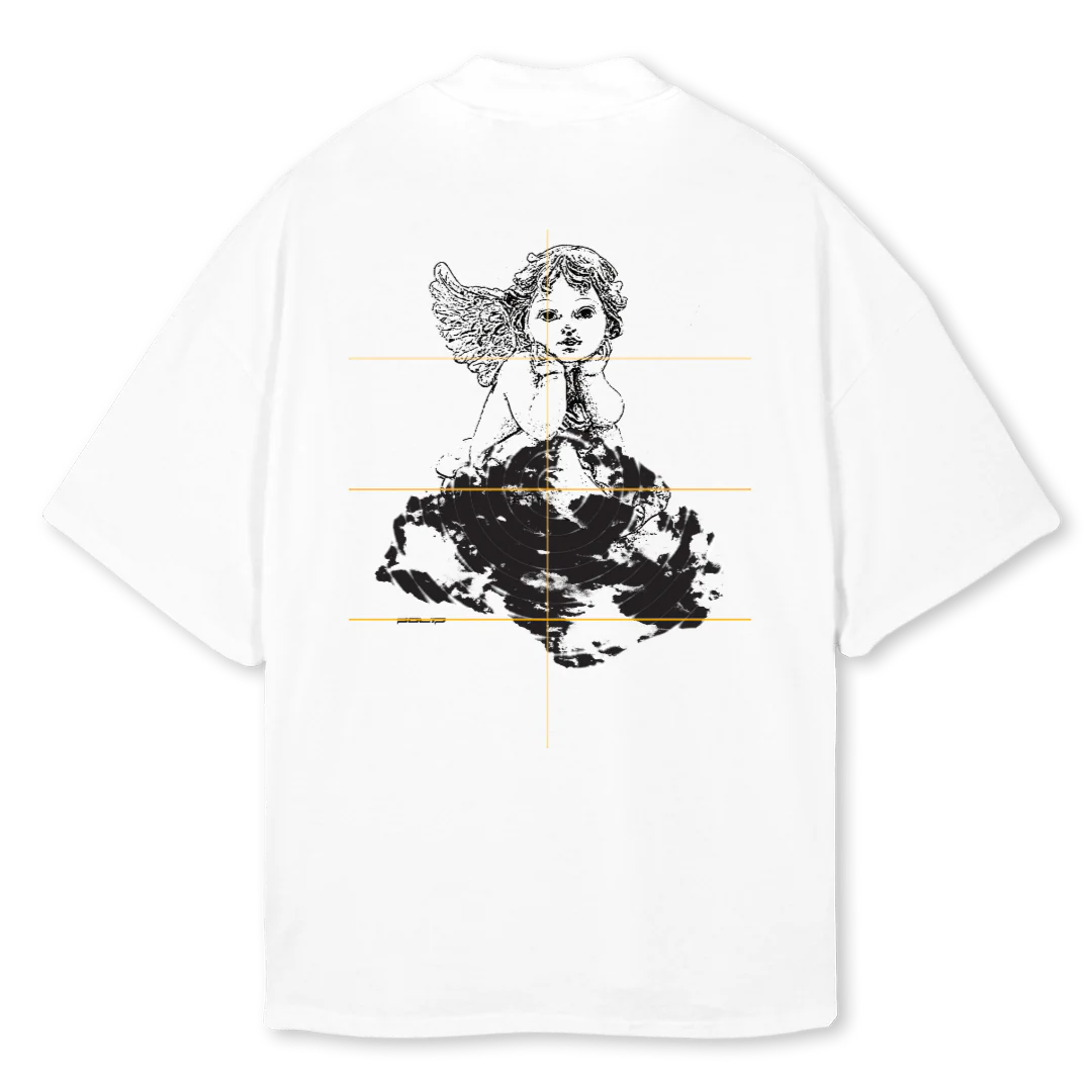 SOLID STUDIOSANGEL White Oversized Mock Neck Tee. - Image 2