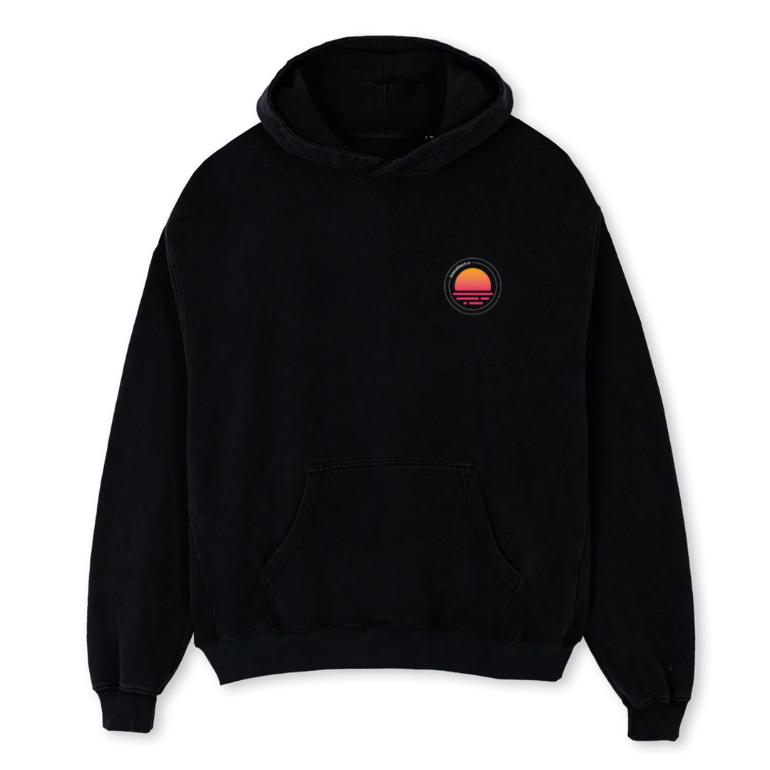 SOLLOTIFUL BEACH Black Oversized Hoodie.