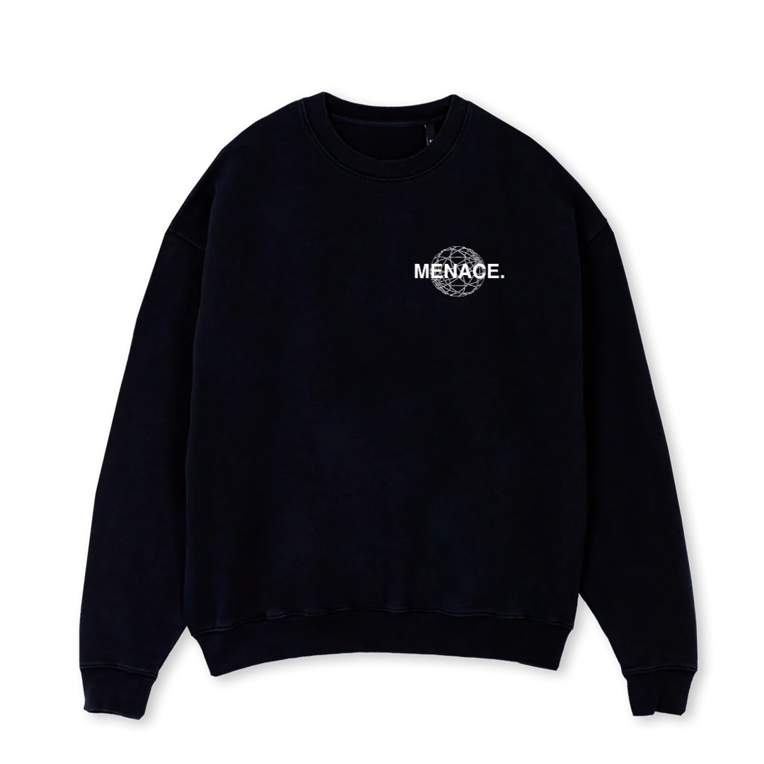 SOR WHITEE Black Oversized Crewneck Sweater.