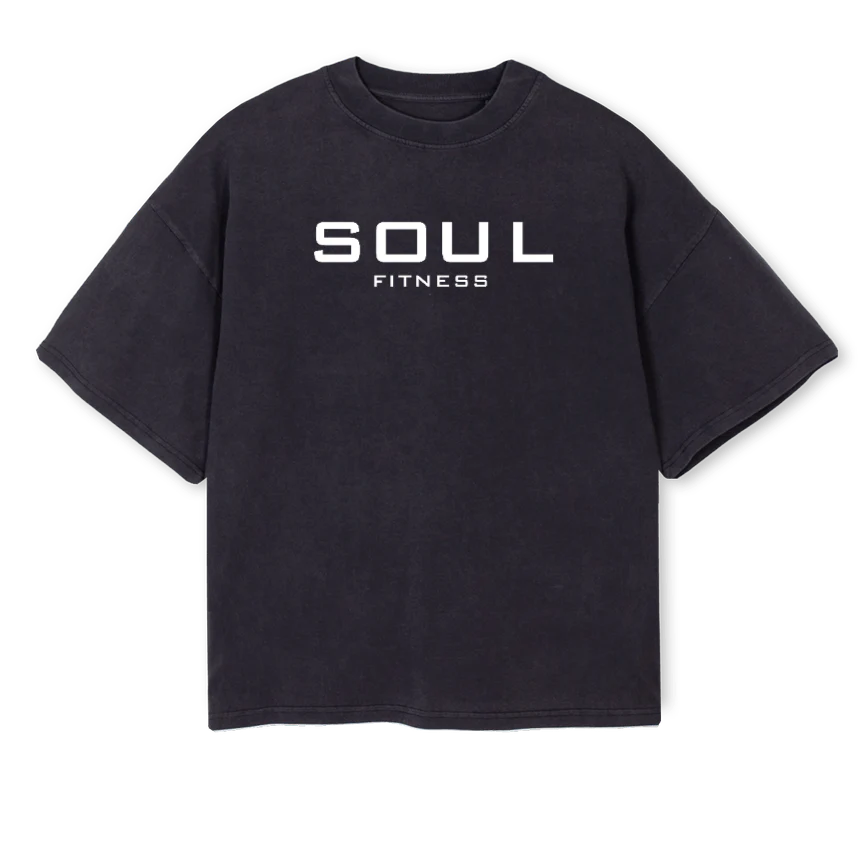 SOULF Vintage Black Oversized Boxy Tee.