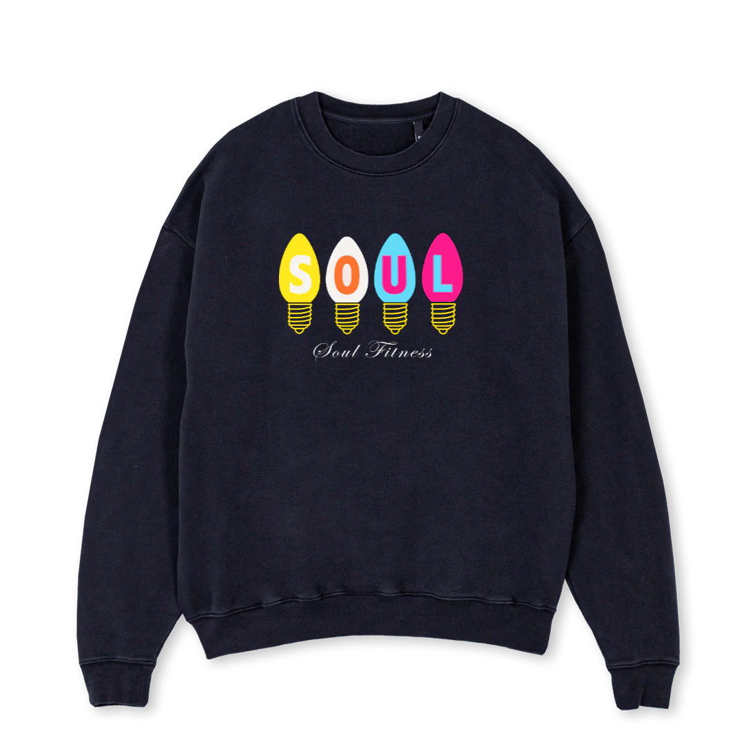 SOULXMAS Vintage Black Oversized Crewneck Sweater.