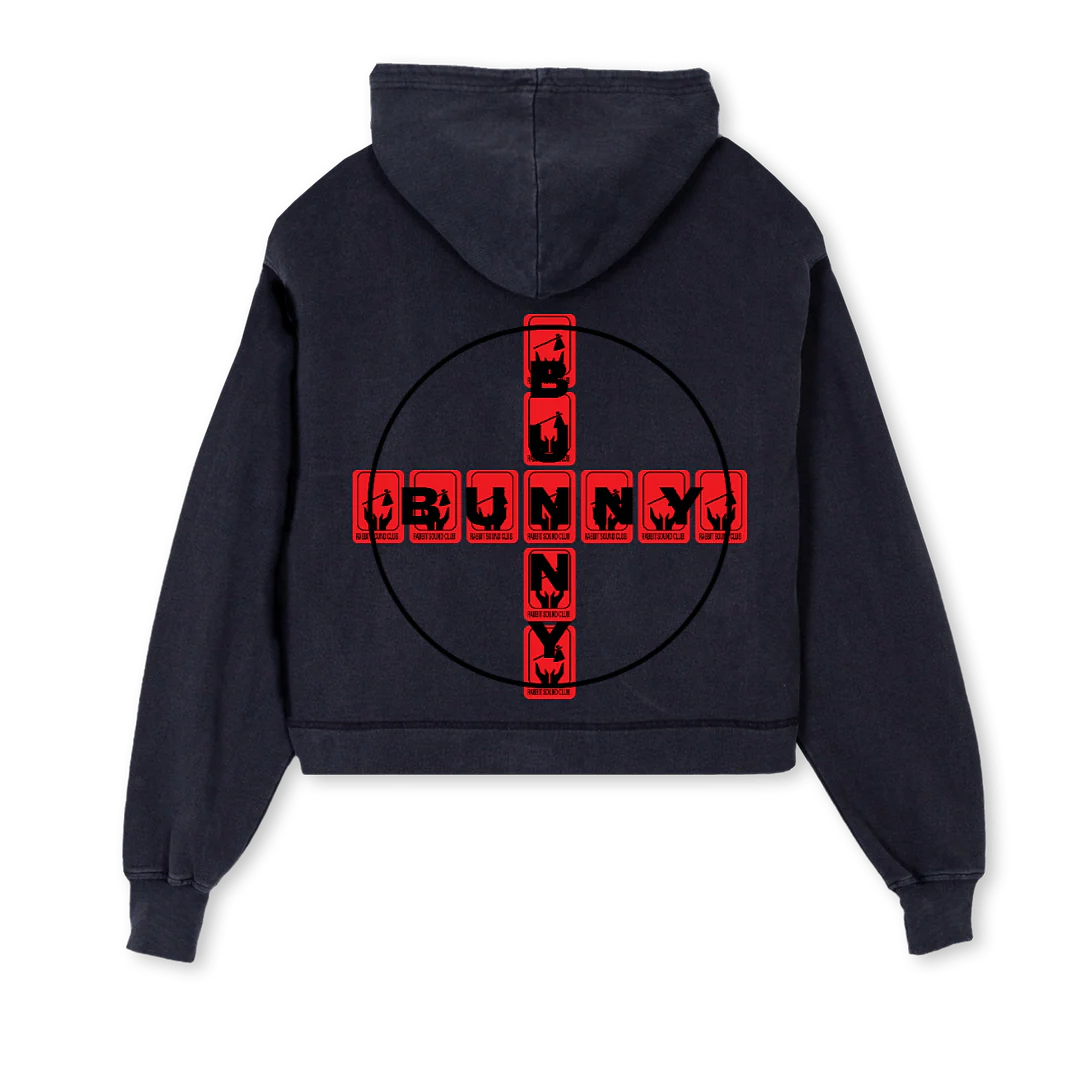 SOUNDCLUB Vintage Black Cropped Hoodie. - Image 2