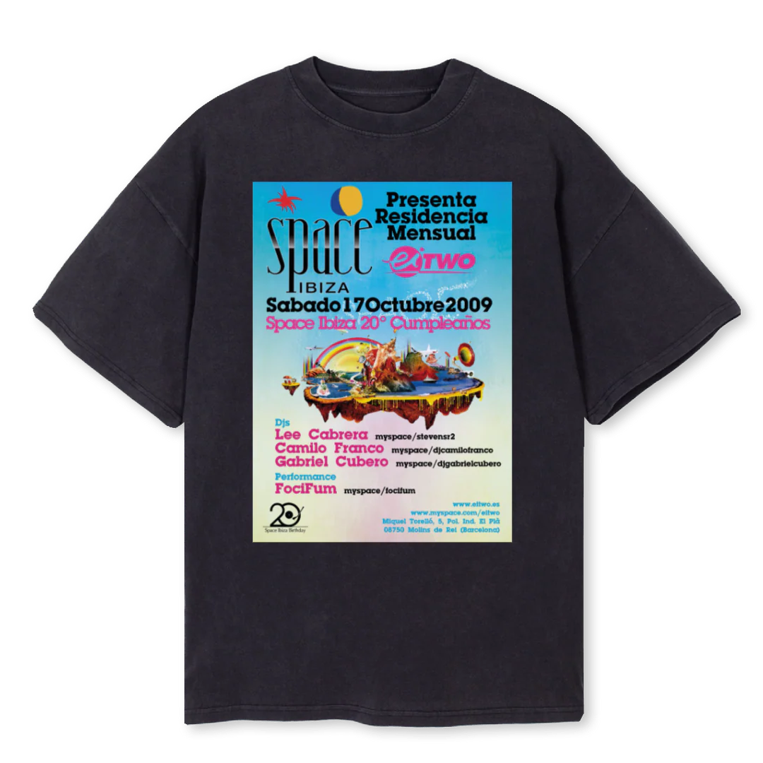 SPACETWO Vintage Black Oversized Tee.