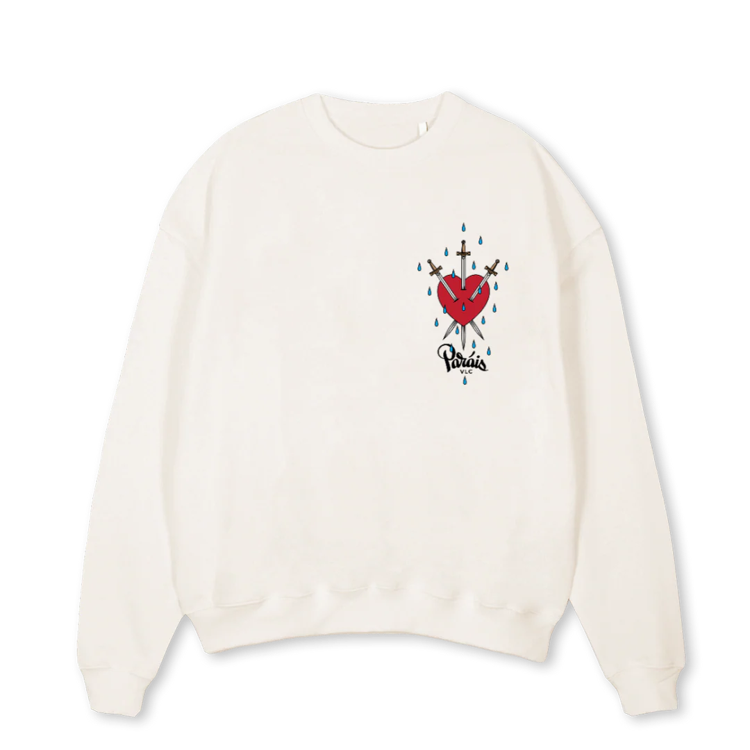 SPADES Vintage White Oversized Crewneck Sweater.