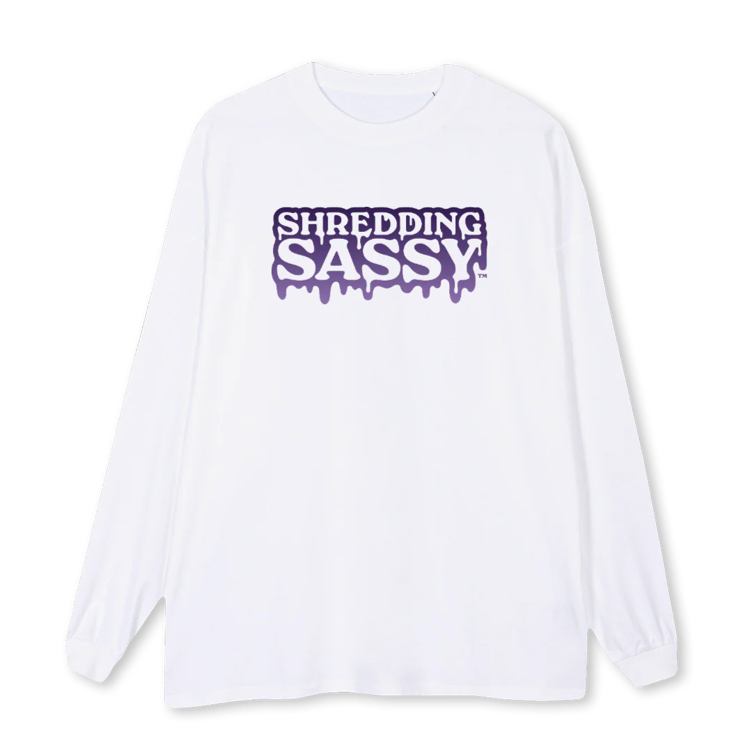 SSLSTEEWHITEDRIP White Oversized LS Tee.