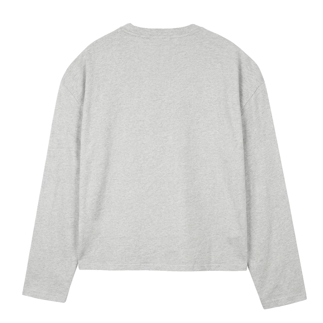 SSVNBASICLIGHTGREYLS_W Light Grey Marl Oversized Boxy LS Tee. - Image 2