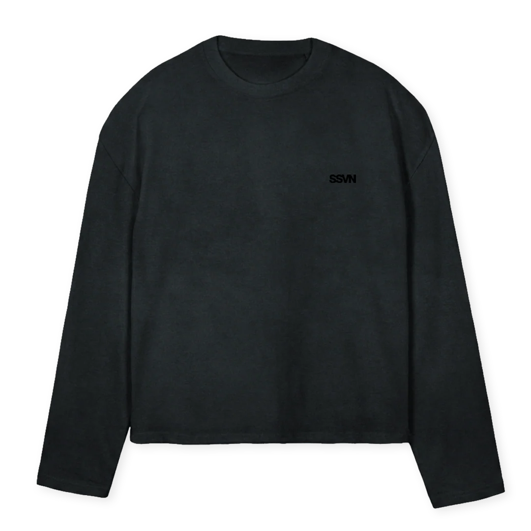 SSVNBASICVBLACK Vintage Black Oversized Boxy LS Tee.