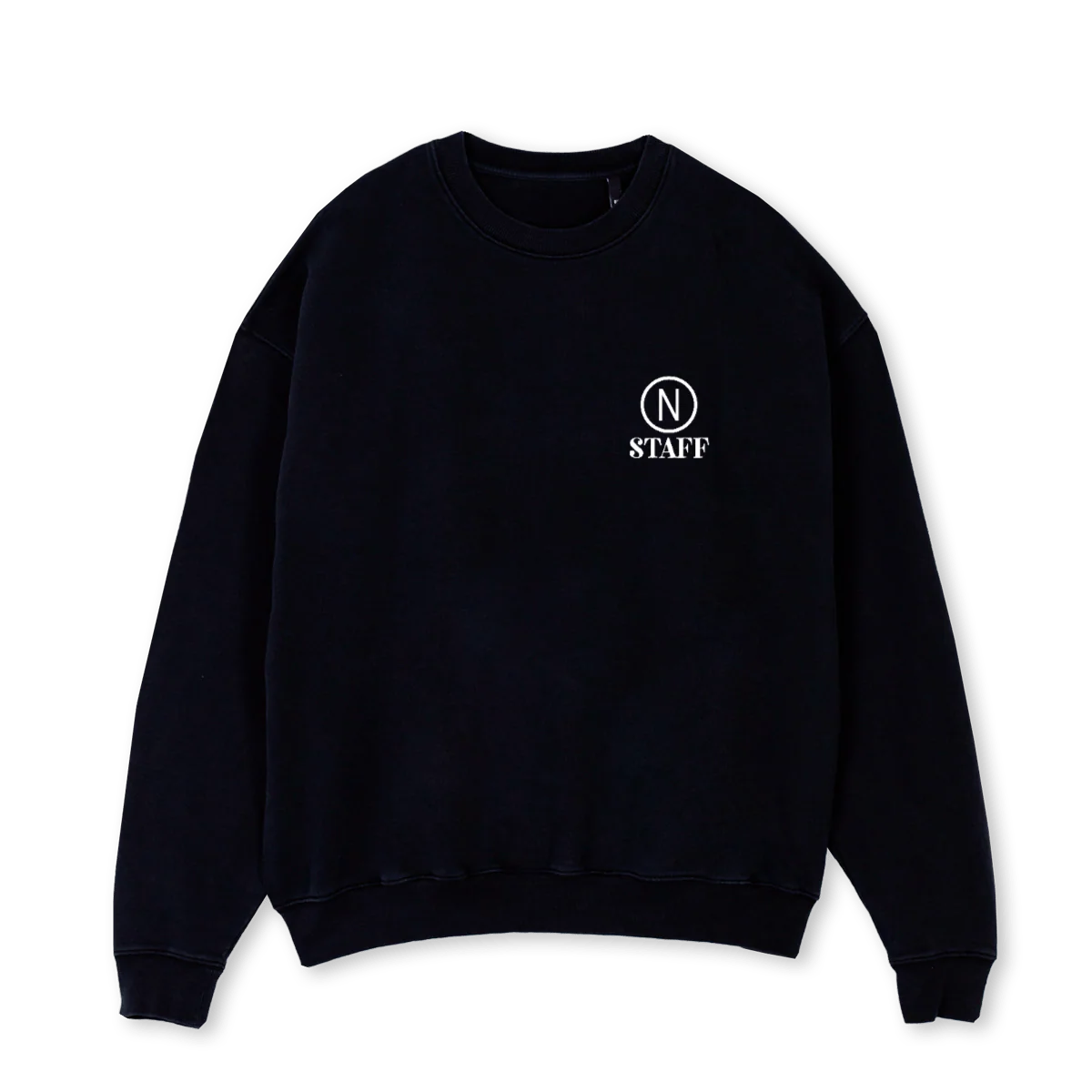 STAFF_1 Black Oversized Crewneck Sweater.