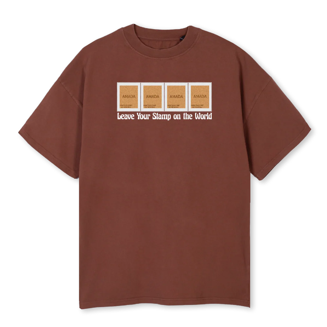 STAMPANDSLOG Vintage Brown Oversized Tee.