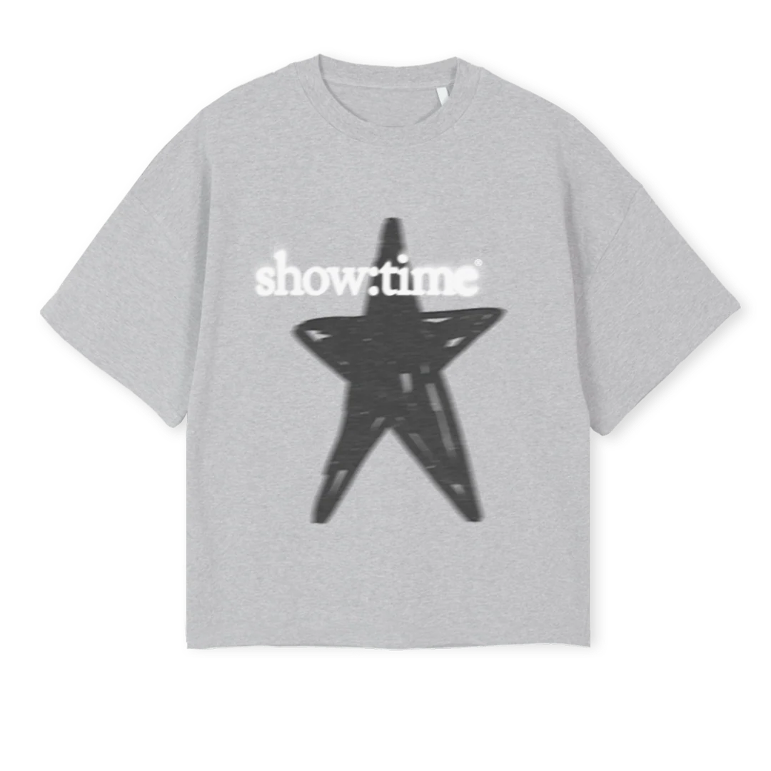 STARBLUR Light Grey Marl Oversized Boxy Tee.