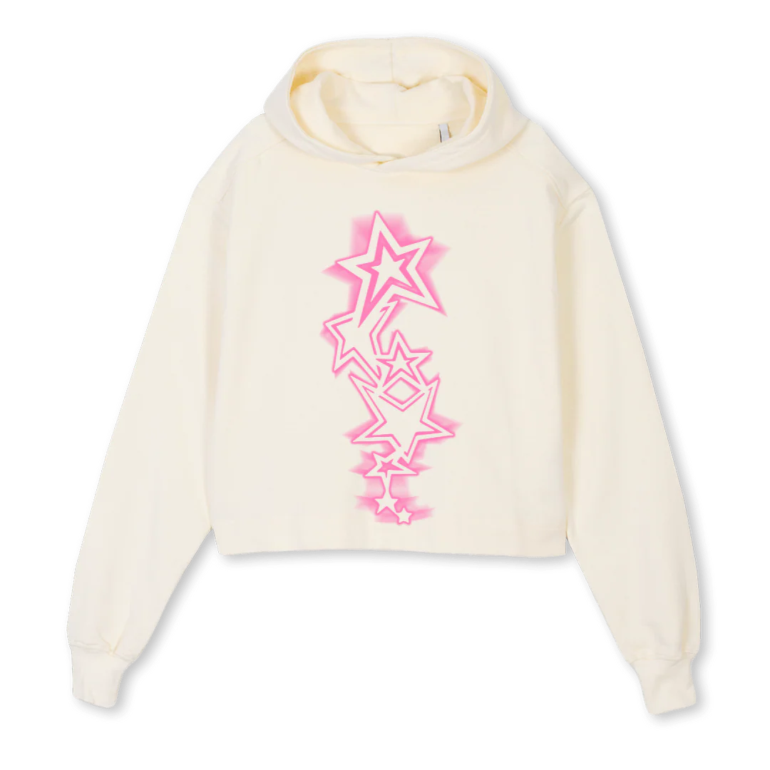 STARS Cream Cropped Hoodie.