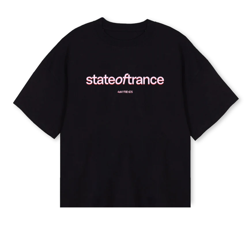 STATEOFTRANCE Black Oversized Boxy Tee.