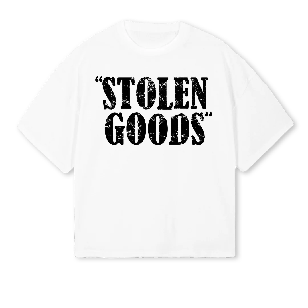 STOLEN GOODS_1  White Oversized Boxy Tee.