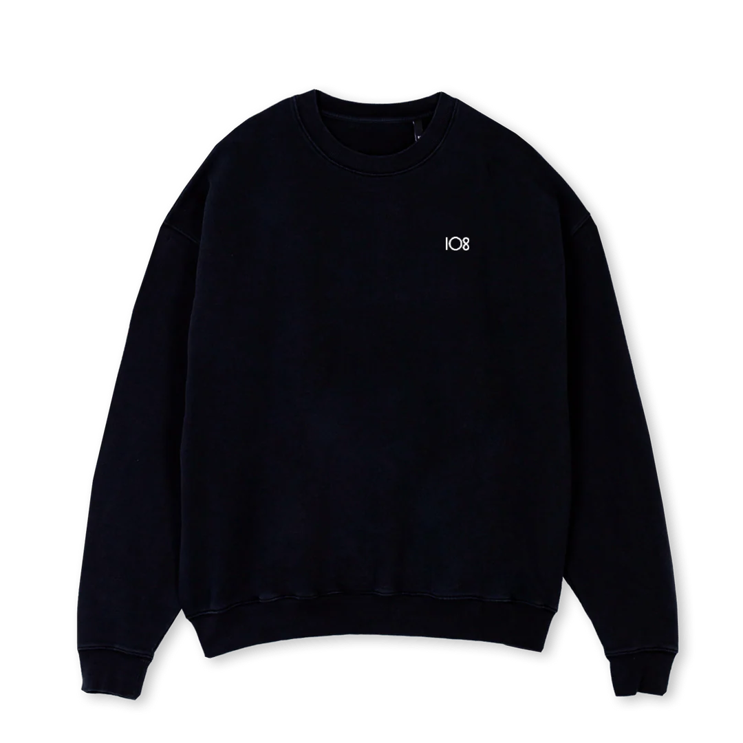 STOOSIEMBLK Black Oversized Crewneck Sweater.