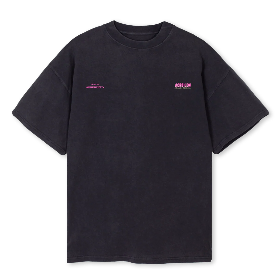 STRAWBERRY PARADISE Vintage Black Oversized Tee.
