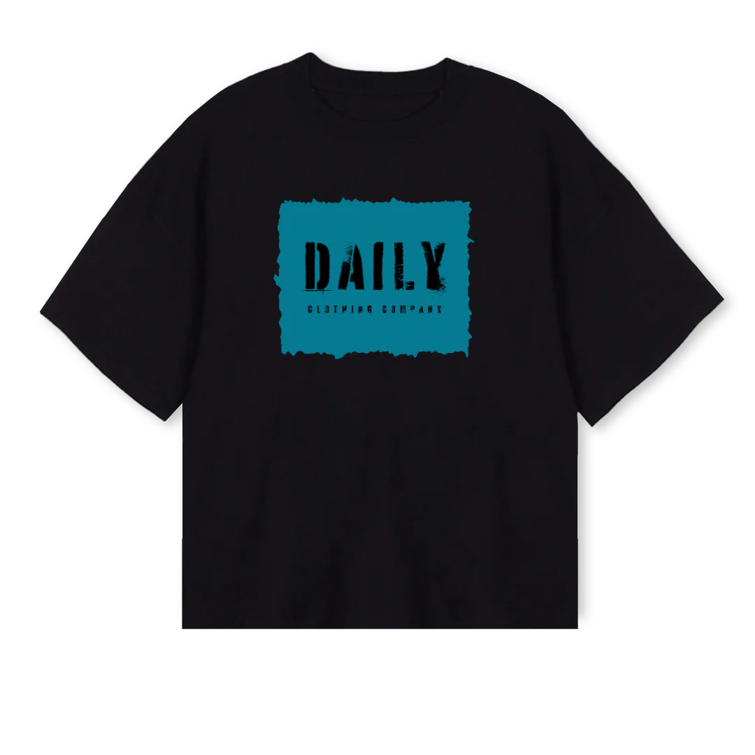 STRESSEDDAILY Black Oversized Boxy Tee.