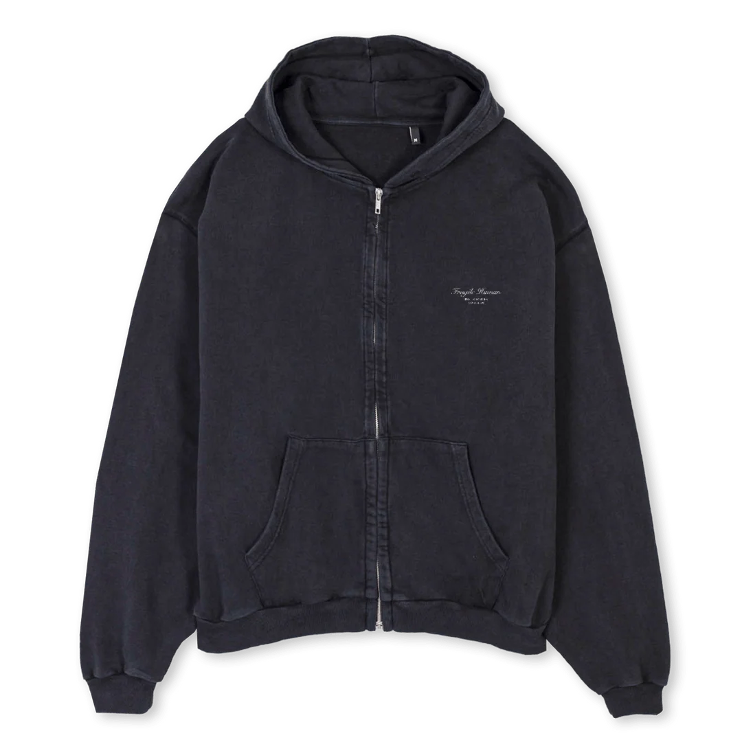 STRW Z Vintage Black Oversized Zipped Hoodie.