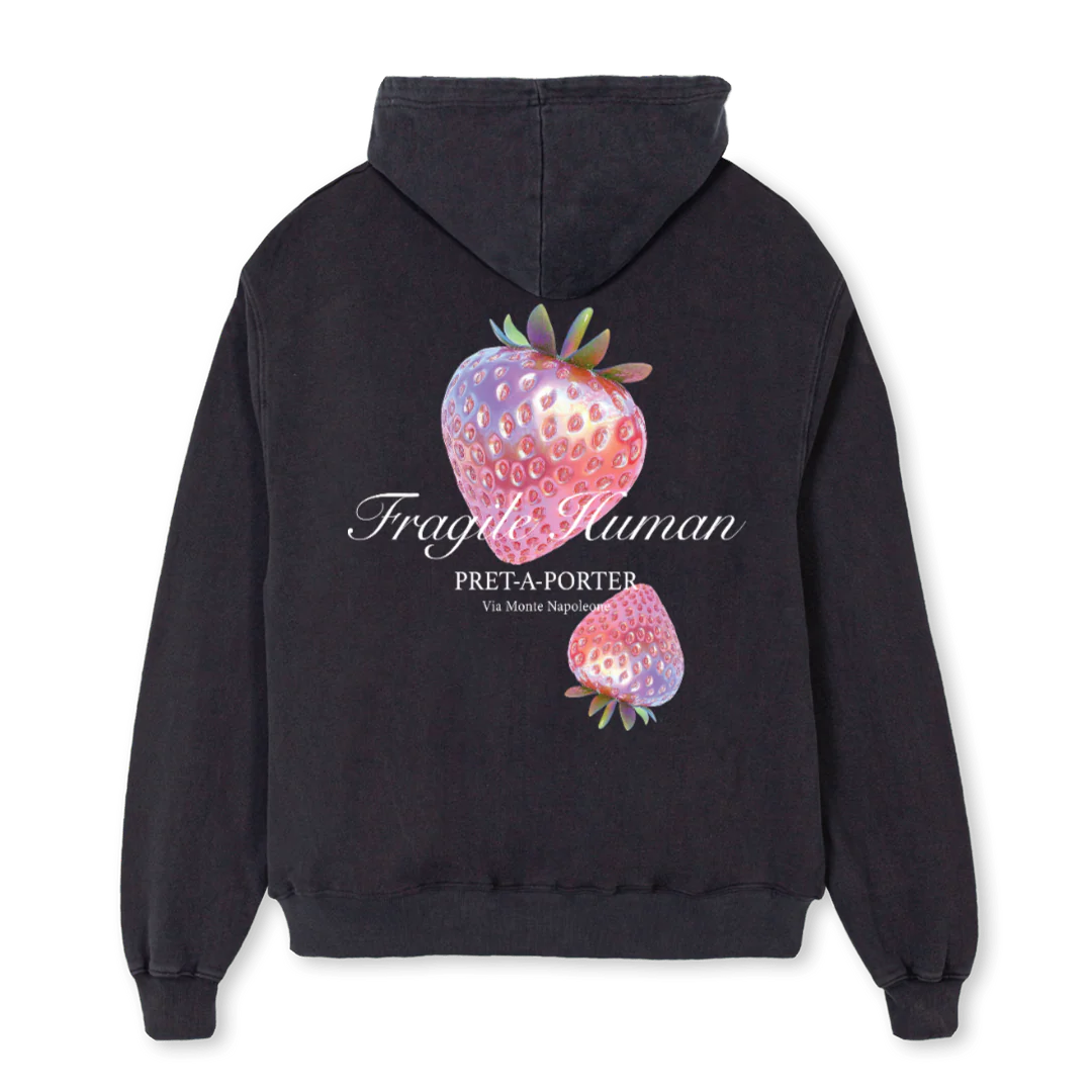 STRW Z Vintage Black Oversized Zipped Hoodie. - Image 2