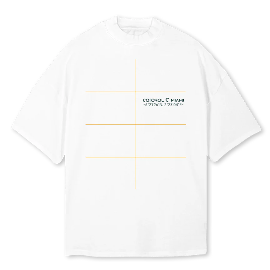 STUDIOCOOVERT White Oversized Mock Neck Tee.
