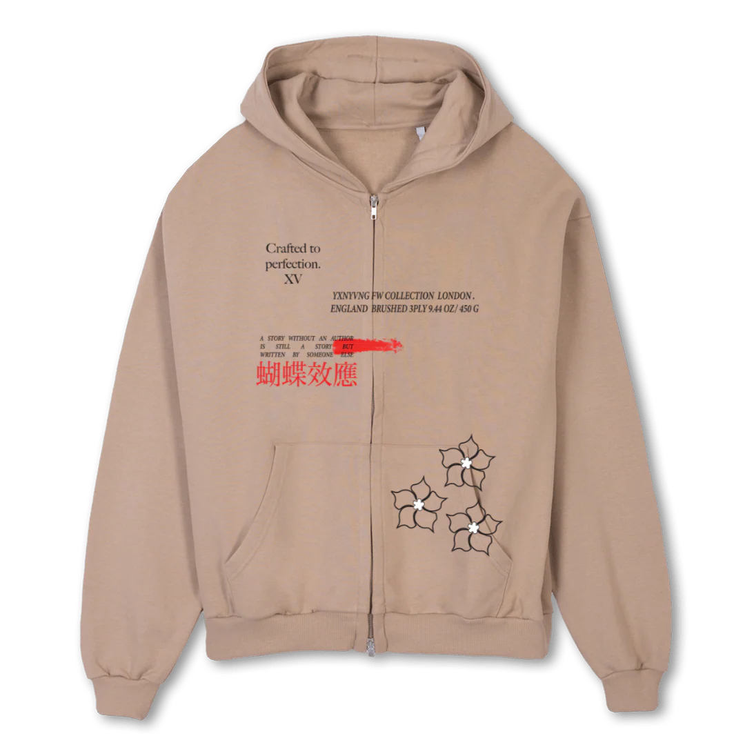 STXRY TELLER Croissant Oversized Zipped Hoodie.
