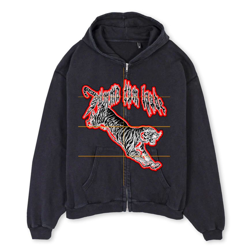 SUMMACUMLAUDE Vintage Black Oversized Zipped Hoodie.