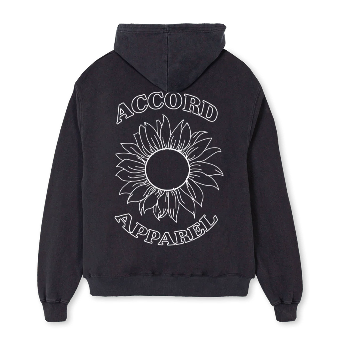 SUNFLOWERHOODIE Vintage Black Oversized Zipped Hoodie. - Image 2