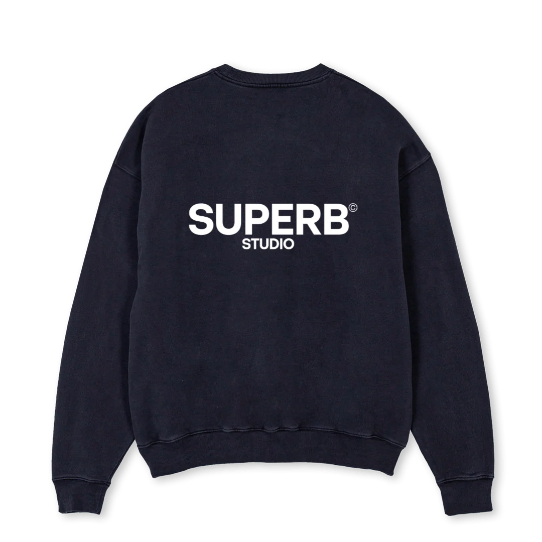 SUPERBCREWBM Vintage Black Oversized Crewneck Sweater. - Image 2