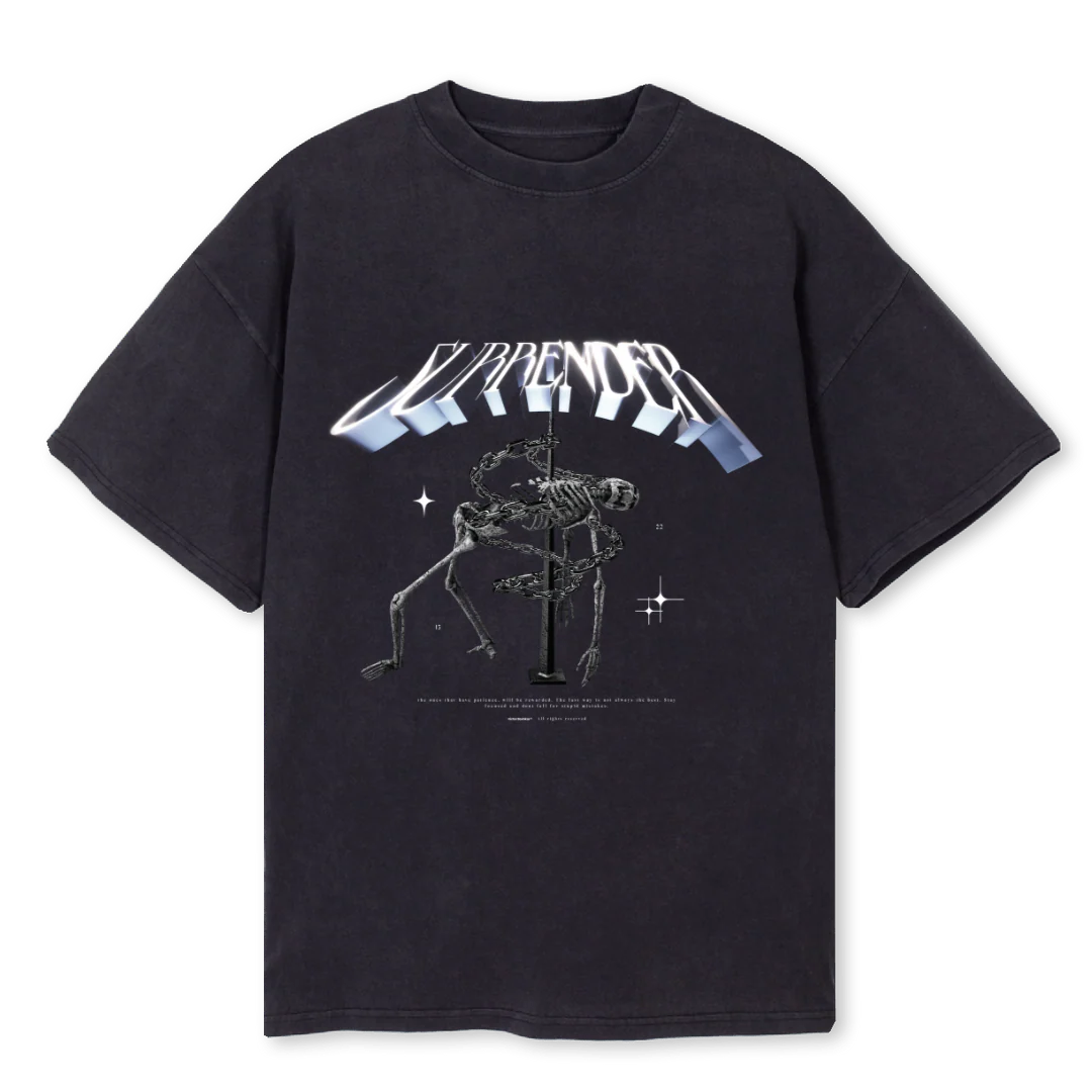 SURRENDER TEE Vintage Black Oversized Tee.