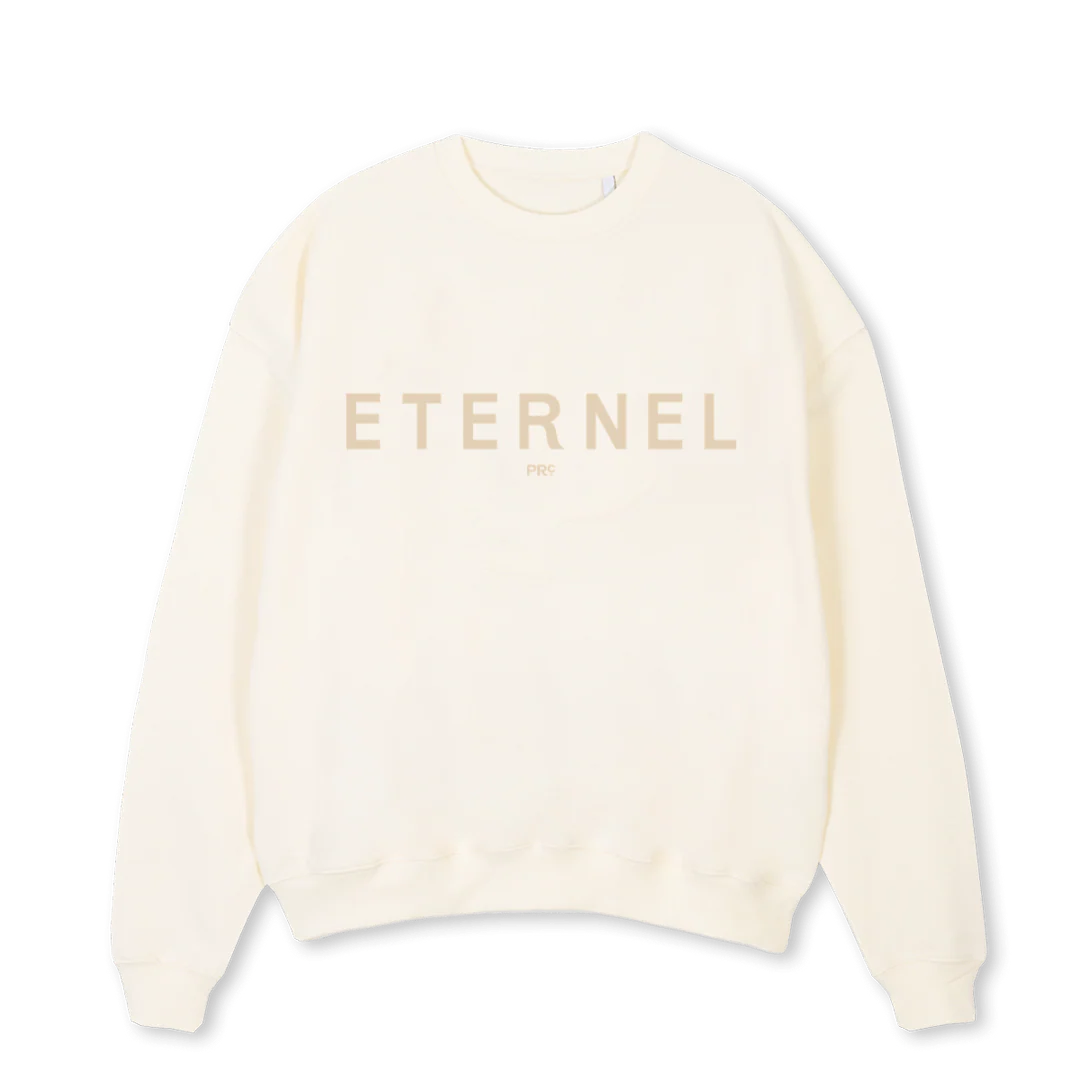 SWEATETERNELCW Cream Oversized Crewneck Sweater.