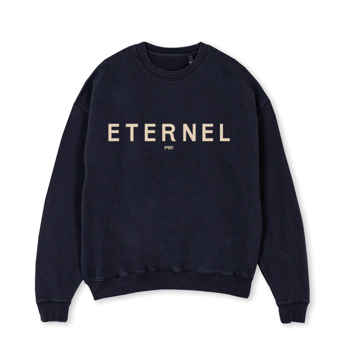 SWEATETERNELVB Vintage Black Oversized Crewneck Sweater.