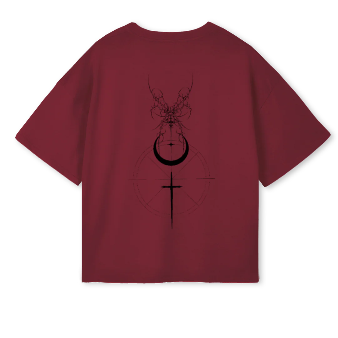 SYNDICATEDELIRIUM Burgundy Oversized Boxy Tee. - Image 2