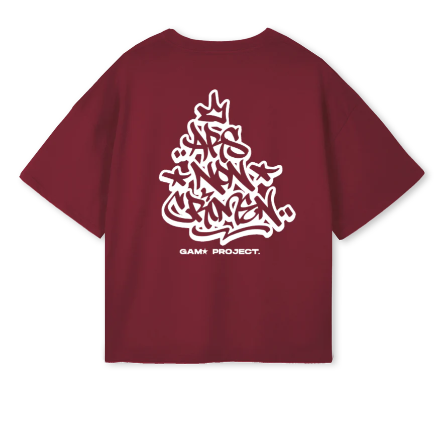 GAMATEE_WB Burgundy Oversized Boxy Tee - Image 2